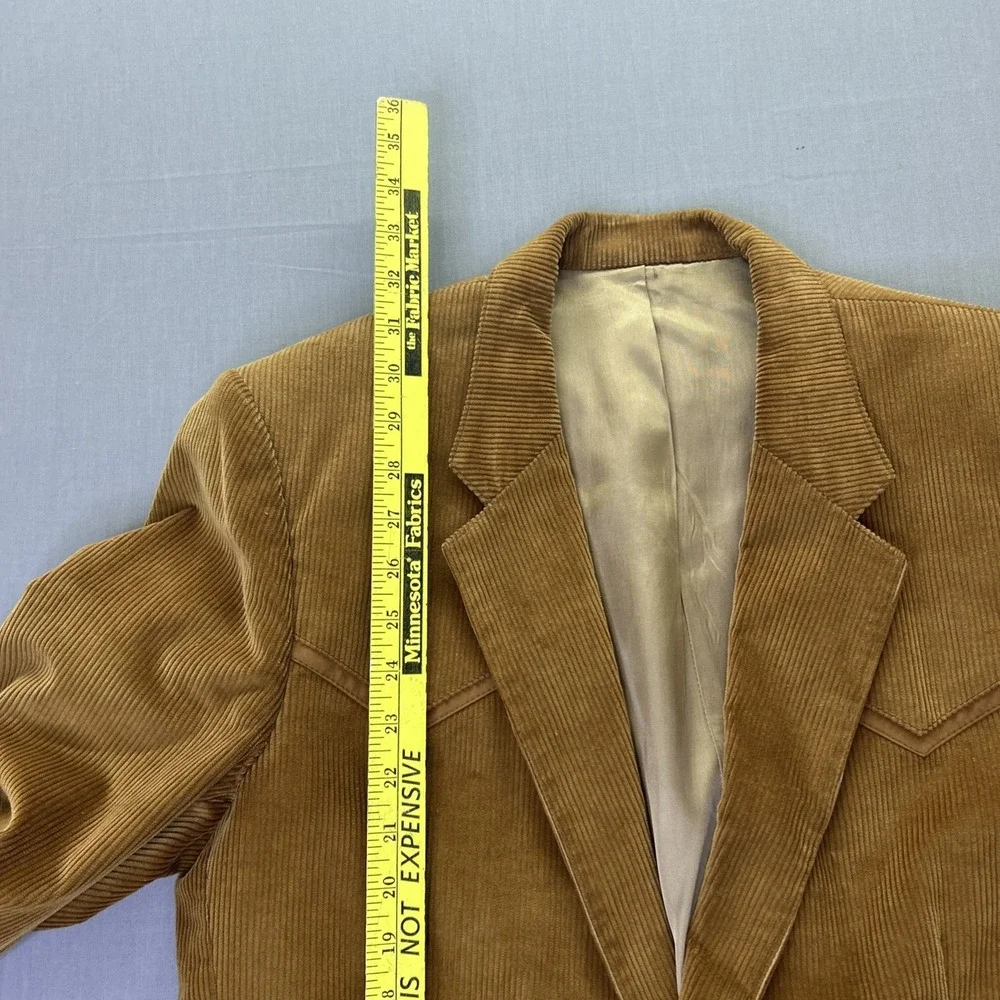 Vintage Lee Corduroy Western Blazer Jacket Brown 42R USA Made 70s 80s